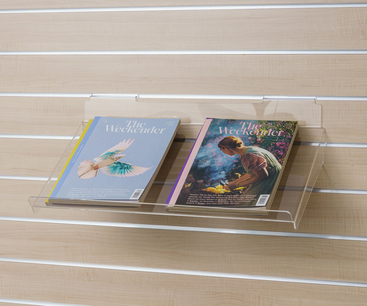Spacewall Präsenter für Zeitschriften vorgeneigt - Kunststoff handgefertigt klar