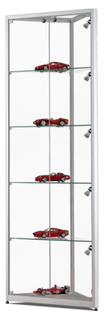 Verkaufsvitrine 111 500-H mit LED-Beleuchtung auf Klickschiene, verstellbar