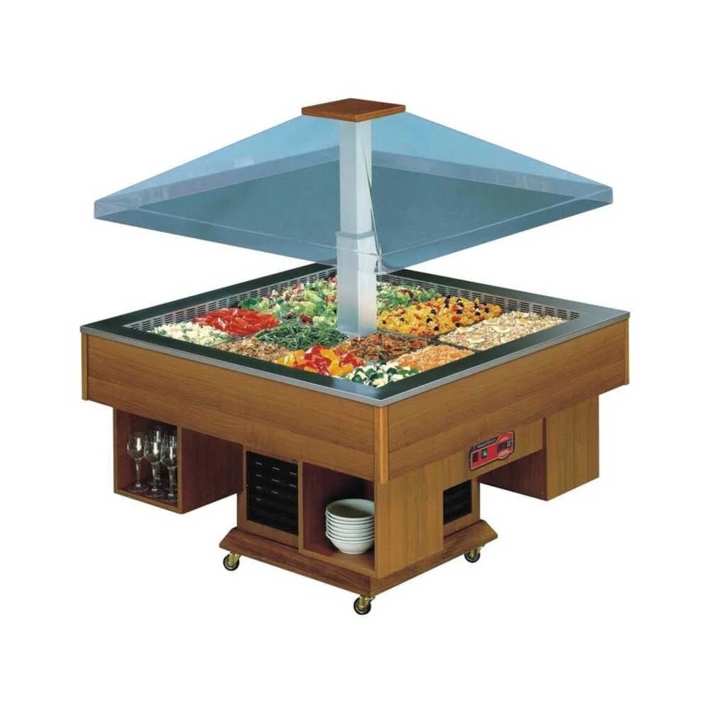 KBS Salatbar Gazebo für 8x 1/1GN, +4/+10°C, 1390 x 1390 x 1270mm ohne Tablettruschen Set