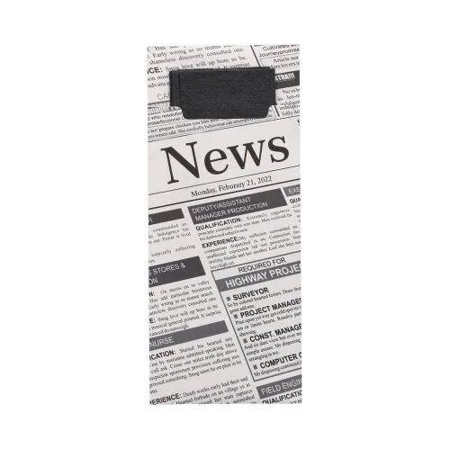 Bestecktaschen "Newsprint", 20 x 8,5 cm inkl. schwarzer Serviette 33 x 33 cm 2-lag., VPE= 520 Stück (1x 520)