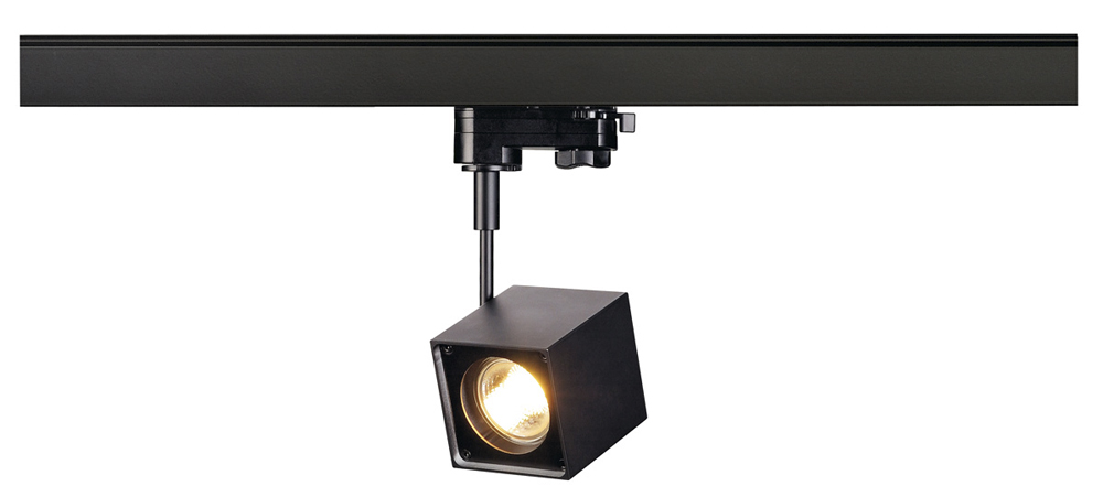 ALTRA DICE Spot für 3-Phasen-Hochvolt-Schienensysteme, inkl. 3-Phasen-Adapter, eckig, schwarz, max. 50W