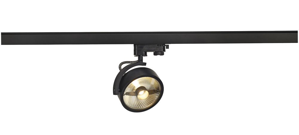 Leuchtenkopf KALU TRACK QPAR111 für 3-Phasen-Hochvolt-Stromschienen, schwarz, inkl. 3-Phasen-Adapter