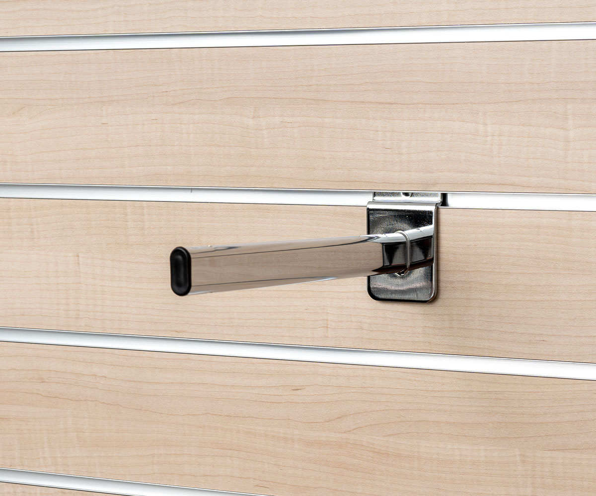 SPACEWALL Glas- und Holzbodenträger gerade - hochglanzverchromt oval