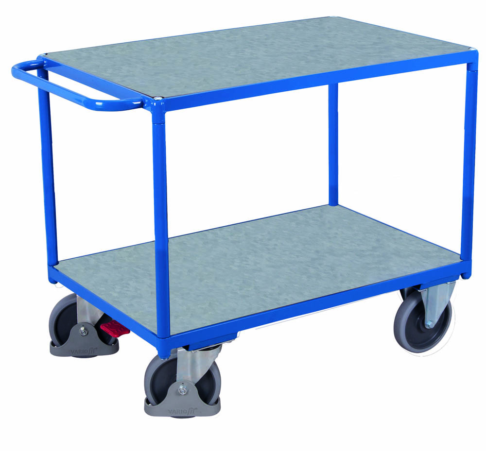 VARIOfit Schwerer Tischwagen mit 2 Zinkblechladeflächen