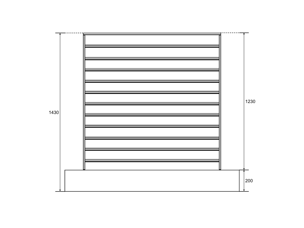 Mittelraumpräsenter 4-Eck Turm schmal, Höhe 180cm