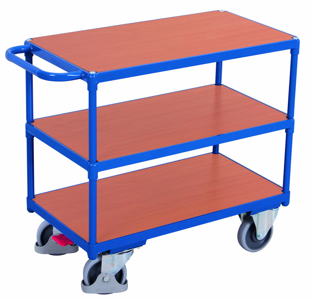 VARIOfit Schwerer Tischwagen mit 3 Ladeflächen