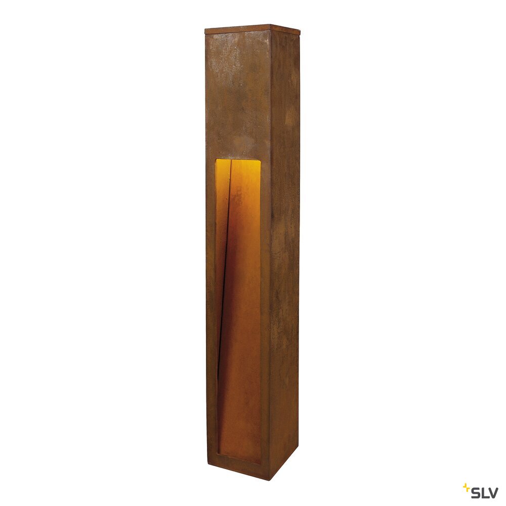 RUSTY® SLOT 80, Outdoor Standleuchte, TC-DSE, IP44, stahl gerostet, L/B/H 12/12/80 cm, max. 11W