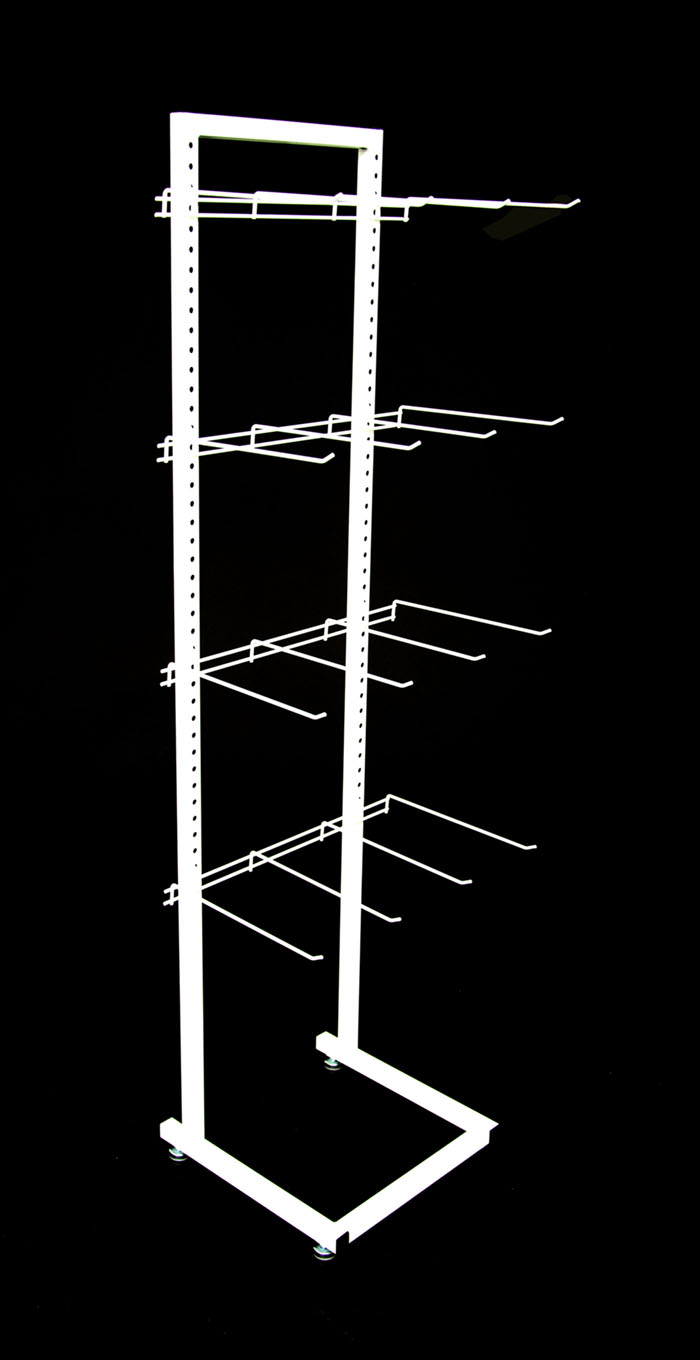 Hakenständer weiß mit 4 Hakenleisten (4 Haken je 30 cm lang)